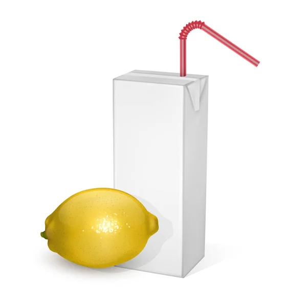 Los envases de cartón de Leche o jugo, aislados sobre fondo claro. paquetes de cartón con limonada, mofa paquete blanco, vector Eps 10 ilustración — Vector de stock