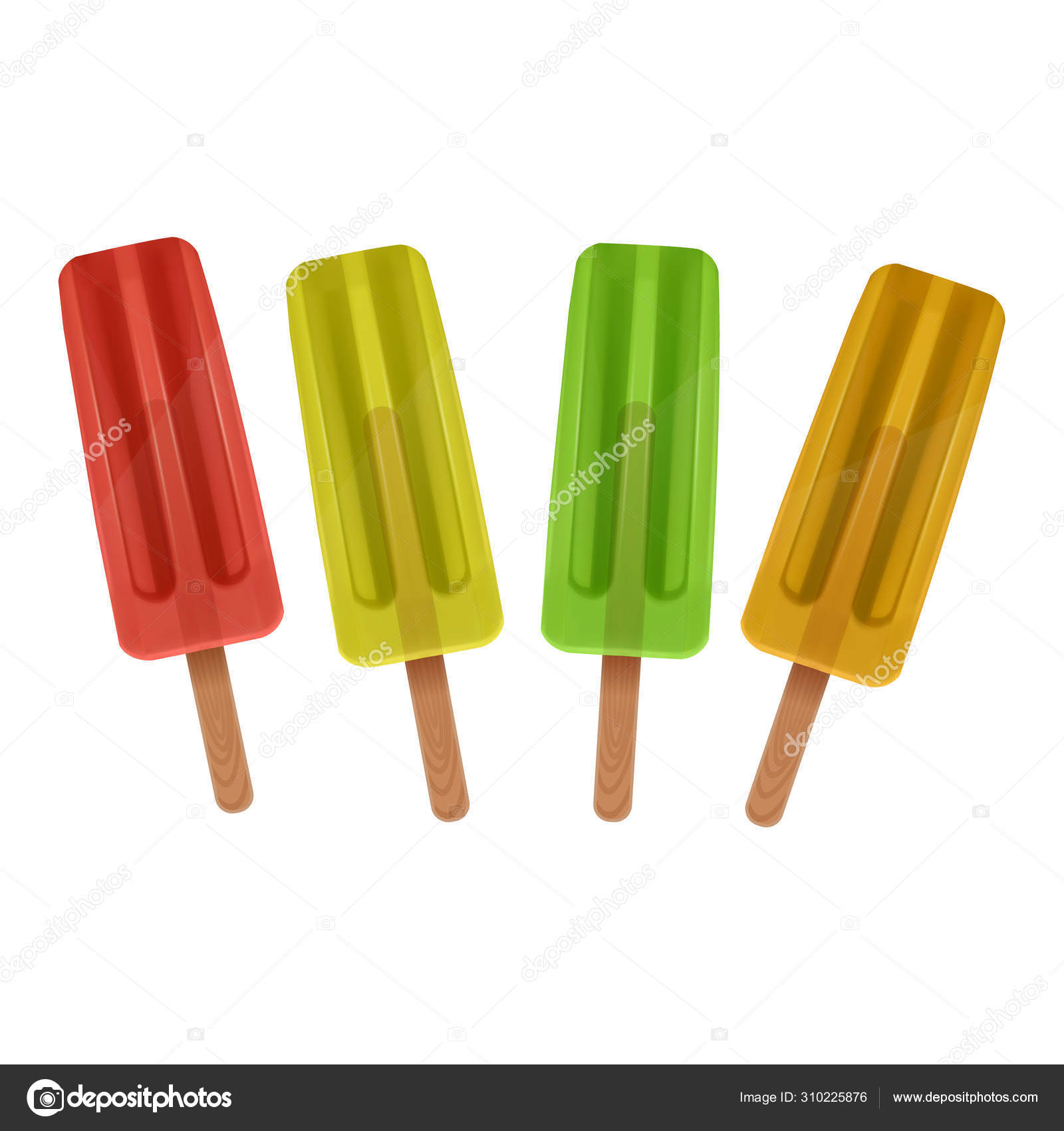 El helado aislado sobre fondo blanco, conjunto de paletas de colores,  ilustración 3D realista Vector de stock #310225876 de ©RaZalina, image size:1600x1700