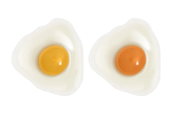 白い背景に生の卵のセット,明るい黄色とオレンジの黄身と鶏の卵,トップビュー,現実的なベクトルEps 10鳥の卵のイラスト — ストックベクタ