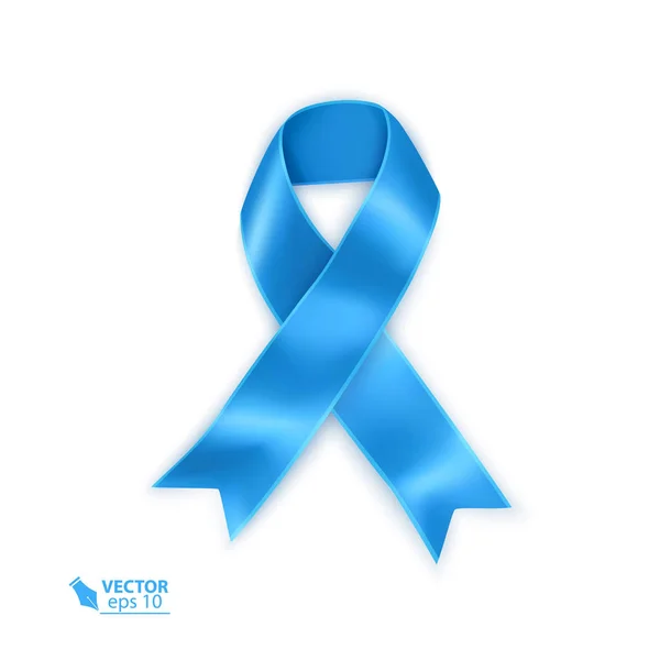 Awareness Blue Ribbon. World Prostate Cancer Day card. Men healthcare. Realistic Vector illustration on white background — Stock Vector