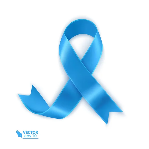 Conciencia Cinta Azul. Tarjeta Día Mundial del Cáncer de Próstata. Hombres de salud. Ilustración vectorial realista sobre fondo blanco — Vector de stock