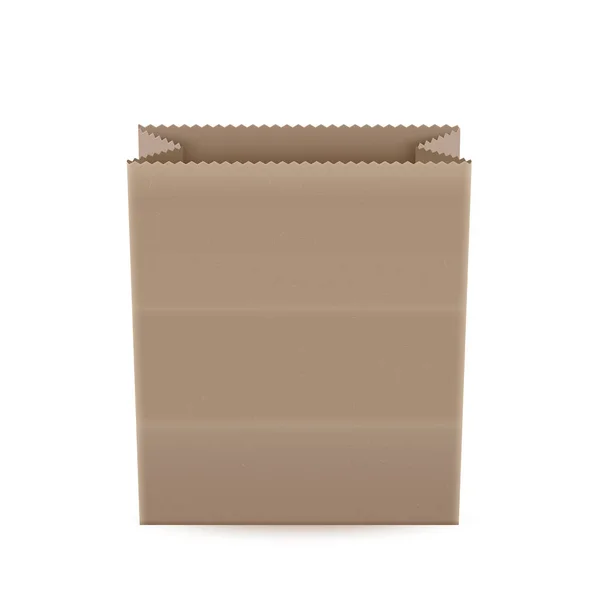 Realistic, brown paper bag isolated on white background, shopping paper bag template for your projects, vector illustration — Stock Vector