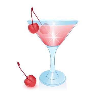 Alkollü kokteyller beyaz arka plan üzerinde izole. Kiraz, kokteyl bardakları ile Tatil kulüp parti yaz kokteylleri. Tasarım öğeleri