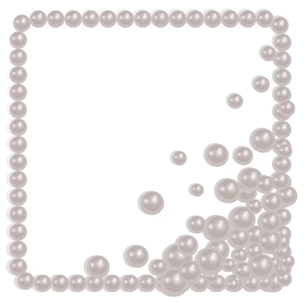 Pearl frame for making your photo or text, realistic pearls on white background — Stock Vector