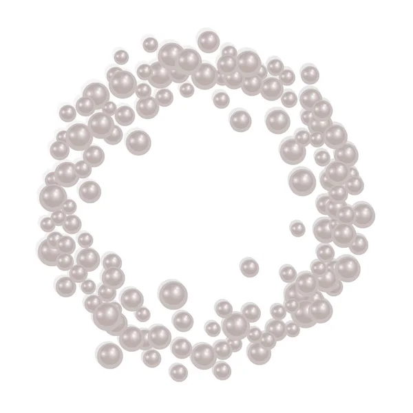 Cadre perle pour faire votre photo ou texte, perles réalistes sur fond blanc — Image vectorielle
