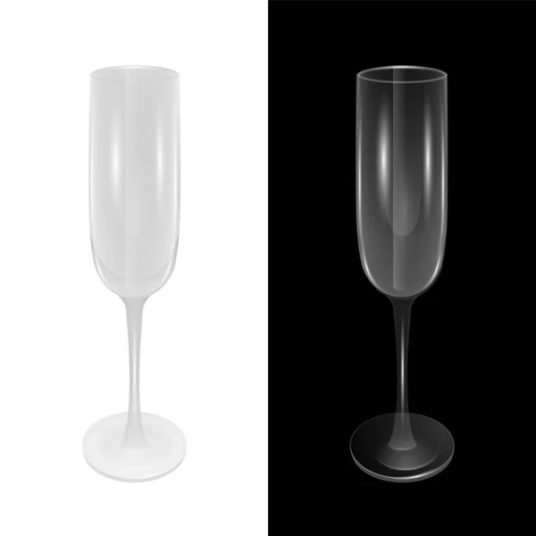 Champagne glasses, look good on a light and dark background, realistic champagne glasses, vector illustration — Stock Vector