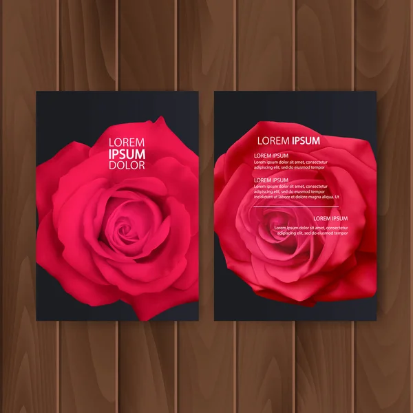 Plantillas para portada o folleto, con hermosa rosa roja, Business Book Cover Design Template en A4. Vector EPS 10 ilustración — Vector de stock
