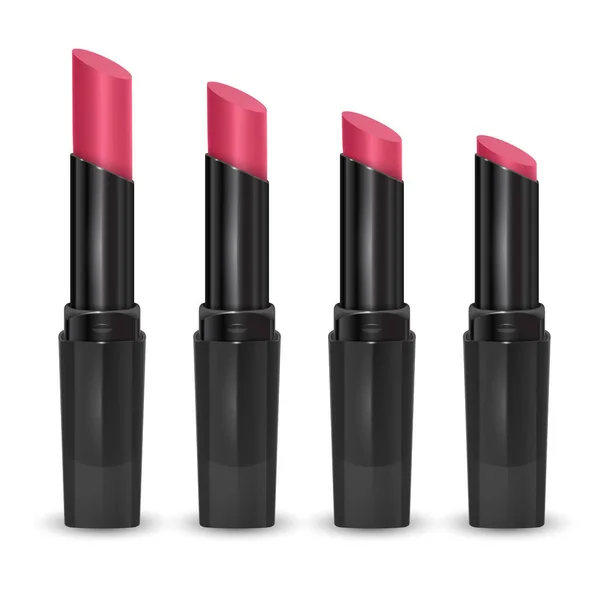 Set of lipsticks of light pink colors, lipsticks on White background. Premium cosmetic product, vector illustration — ストックベクタ