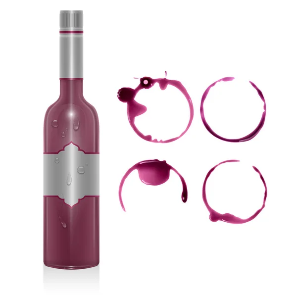 Set di macchie di vino, cerchi isolati su sfondo bianco. Struttura del vino con forma di cerchi, illustrazione vettoriale — Vettoriale Stock
