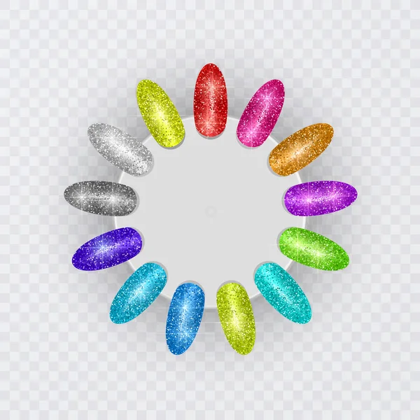 Renkli ipuçları. Manikür için sahte çivi seti. Tırnak uzatma için vernik renk paleti. yapay çivi, renk swatches ile oval palet