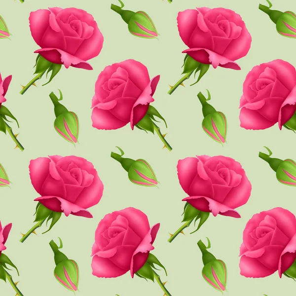 Nahtloses, endloses Muster mit Rosen. leuchtend rosa Rosen und auf nahtlosem Hintergrund, Design für Ihre Verpackung. Vektor Folge 10 Abbildung — Stockvektor