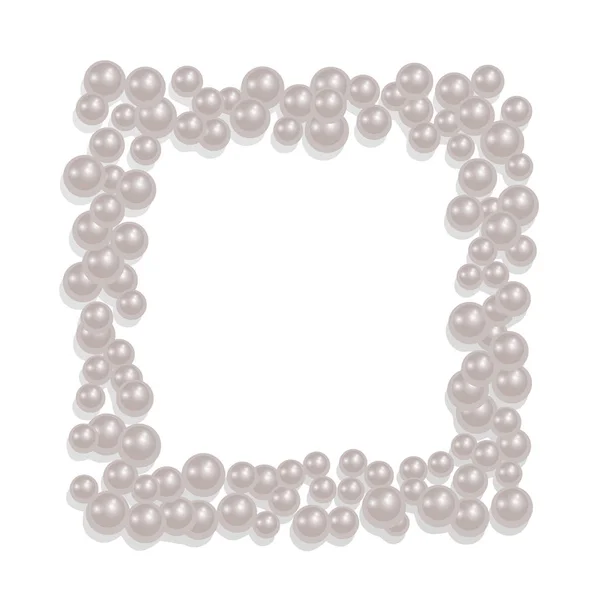 Marco cuadrado de una dispersión de perlas, se puede utilizar para sus fotos o para la decoración de tarjetas de felicitación, Vector EPS 10 ilustración — Archivo Imágenes Vectoriales
