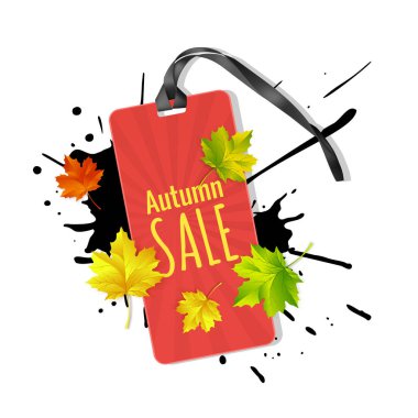 Renkli sonbahar ile Sonbahar satış afiş tasarımı sonbahar sezonu alışveriş promosyon için arka plan bırakır. Vektör çizimi.