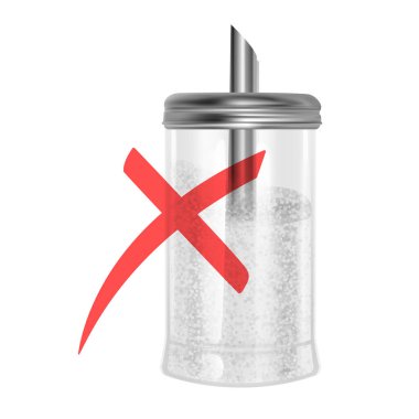 Şeker kase, Şeker aşırı tüketimi sağlık nedeni zarar, Kavram- diyet, Şeker kase Vektör illüstrasyon