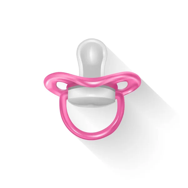 Chupete aislado sobre fondo blanco. Chupete de color rosa. Icono realista, Vector EPS 10 ilustración — Vector de stock