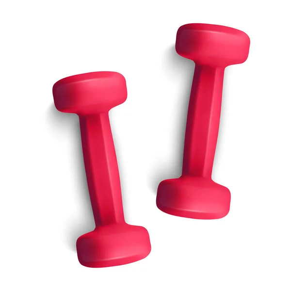 Uppsättning av 3D Dumbbells set, realistisk detaljerad närbild Visa isolerade på vit bakgrund. Sportinslag i Fitness hantel, vektor illustration — Stock vektor