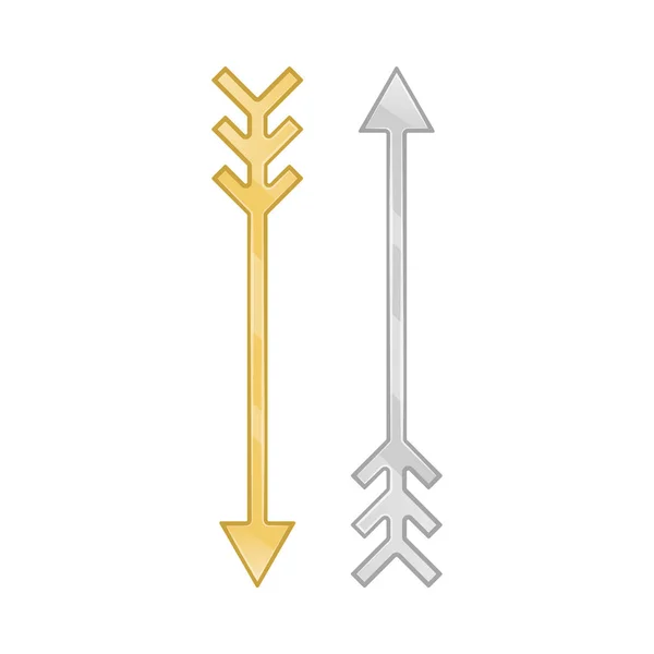 Набор золотых и серебряных стрелок на белом фоне, векторная иллюстрация EPS 10 — стоковый вектор