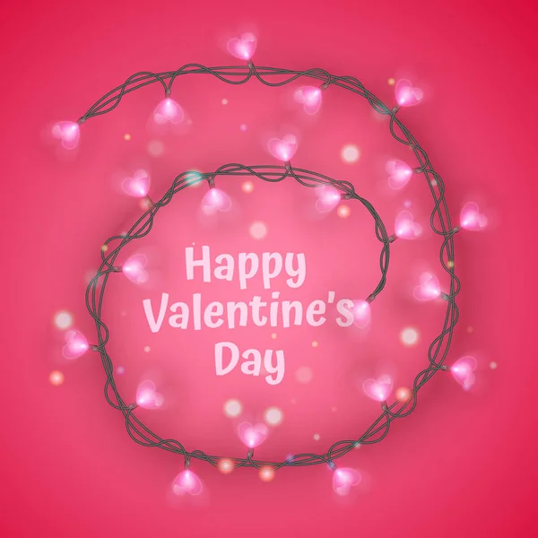 Valentine's day greeting card or wedding day, frame made of garland wire with place for text. romantic themes for party, events. decorated with heart-shaped garlands