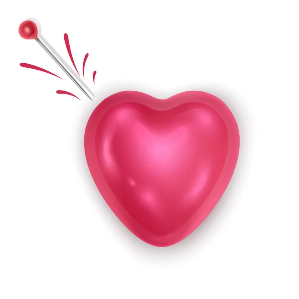 Hjärta och nål. Vektor på vit bakgrund symbolen för kärlek är död eller obesvarad kärlek. — Stock vektor