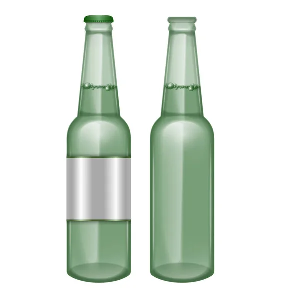 현실적인 스타일의 맥주 병, 흰색 배경에 고립 된 맥주 병 벡터 객체, 새로운 디자인의 병 세트 — 스톡 벡터