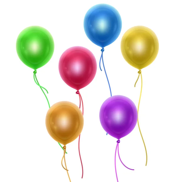 Vektor-Luftballons isoliert auf weißem Hintergrund. helle bunte Luftballons auf weißem Hintergrund. Festliches Dekorationselement für Valentinstag oder Hochzeit. Vektor Folge 10 Abbildung — Stockvektor