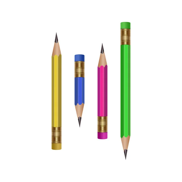 Set of realistic vector pencils on white background — Stock Vector