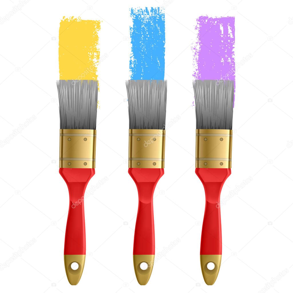 illustration of set of colorful paint brush stroke, Saved in the brushes palette Vector illustration