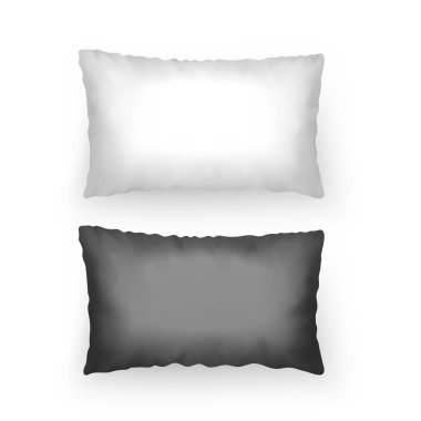 Desen veya tasarım için siyah beyaz renkler şablongerçekçi yastık seti, Vektör illüstrasyon