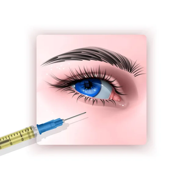 Botox injection. woman facial wrinkle treatment. The girl\'s eyes receiving facial treatment