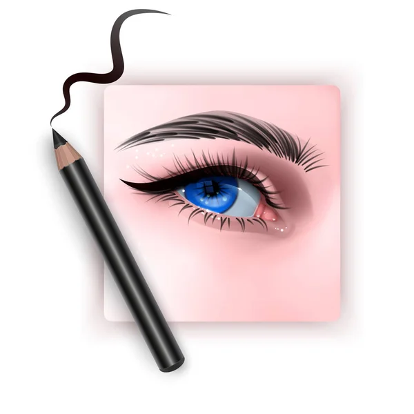 眼线贴合的逼真插图，女性应用眼线，矢量Eps 10插图 — 图库矢量图片