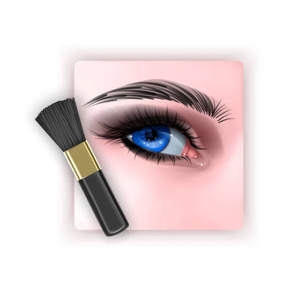 Brush to blend eye shadow, a makeup brush in a realistic style — Stock Vector