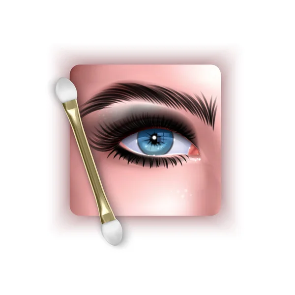 Ilustração com olhos azuis realistas e maquiagem Smokey eyes, ilustração Vector EPS 10 — Vetor de Stock