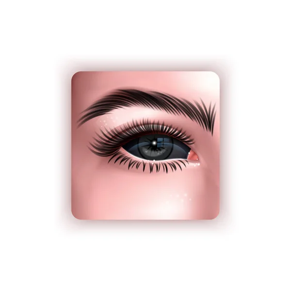 Démonické černé oči bez žáka. Realistické umění strašidelných ženských očí na bílém pozadí, vektorové EPS 10 ilustrace — Stockový vektor