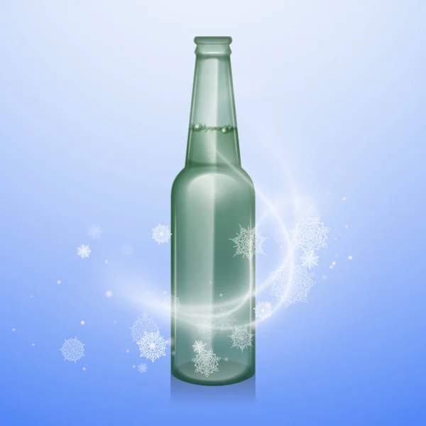 Kühle Light-Bier-Werbung, Premium-Bier in einer transparenten Glasflasche, realistische Vektorillustration — Stockvektor