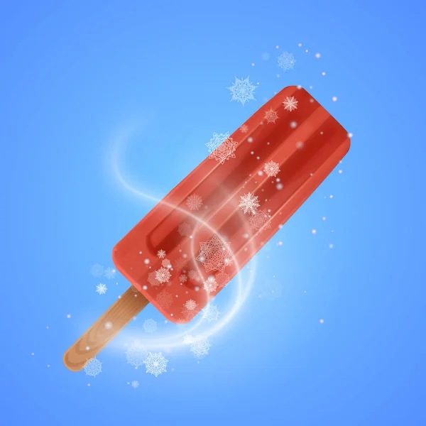 Rotes Eis im realistischen Stil Illustration für den Sommer in 3D-Vektor-Illustration — Stockvektor