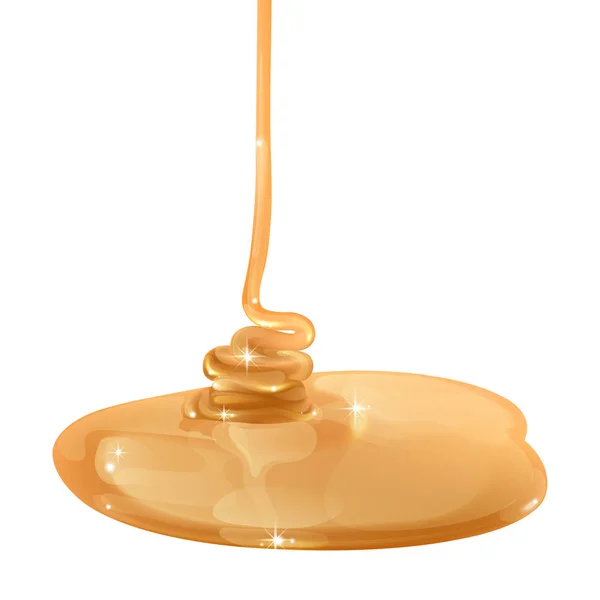 Realistico miele fluente texture su sfondo bianco, vettoriale eps 10 formato — Vettoriale Stock
