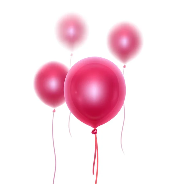 Realistische 3D-Hochglanzballons in rosa Farben mit Unschärfeeffekt. Dekorationselement für Einladungskarten oder Grußkarten, Vektorillustration — Stockvektor