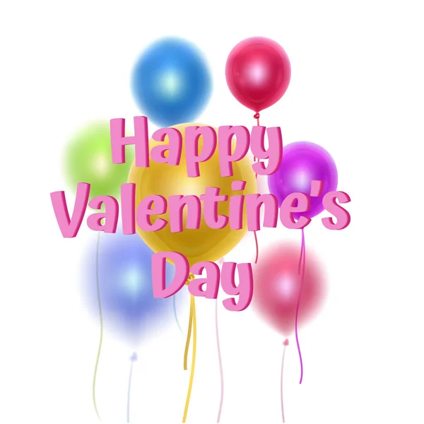 Set de Flying Realistic Glossy Balloons tarjeta de felicitación para Feliz Día de San Valentín o Boda invitación decoración festiva — Vector de stock