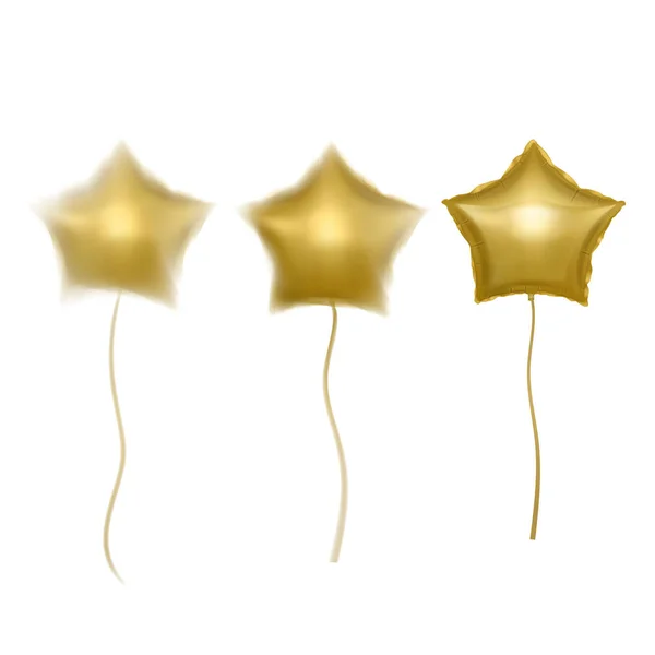 Gouden ballonnen met blur effect op witte achtergrond, decoratief element voor wenskaarten en huwelijksuitnodigingen — Stockvector