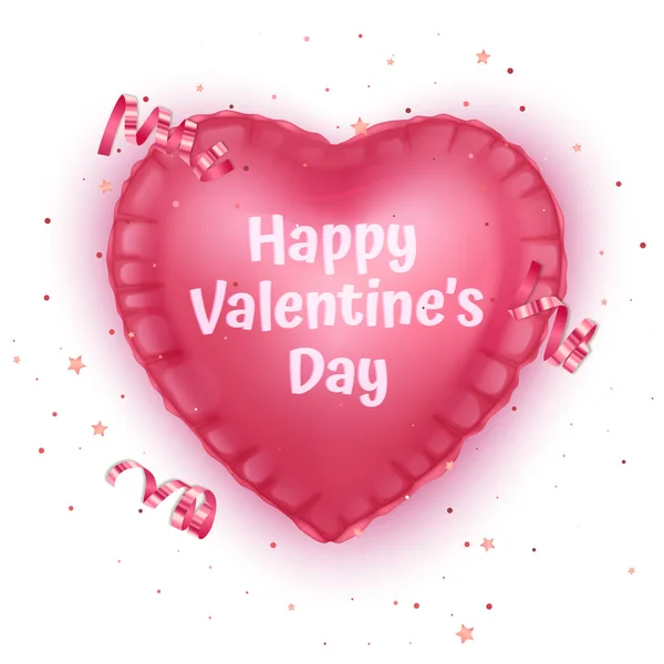 La figura volumétrica brillante corazón de color rosa, tarjeta de felicitación del día de San Valentín o boda temas románticos para la fiesta, eventos . — Vector de stock