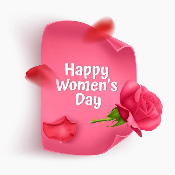 Papier banner różowy kolor, kartki z życzeniami kobiet dzień lub dzień ślubu, romantyczna karta ozdobiona Róża, motywy na imprezę, wydarzenia — Wektor stockowy