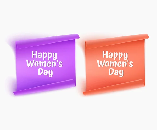 Zestaw papierowych banerów z fioletowymi i pomarańczowymi kolorami, może być używany jak dekoracja dla kobiet dzień karty okolicznościowe lub dzień ślubu, realistyczne ilustracji wektor — Wektor stockowy