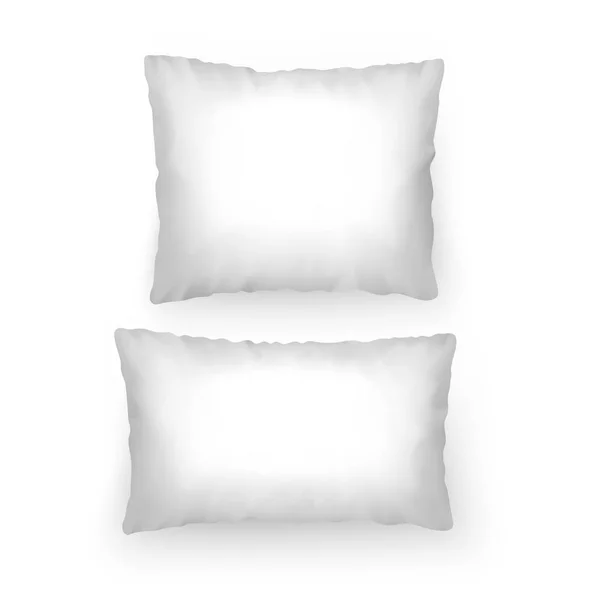 Conjunto de almohadas blancas realistas, plantilla para sus patrones o diseño, ilustración vectorial — Vector de stock