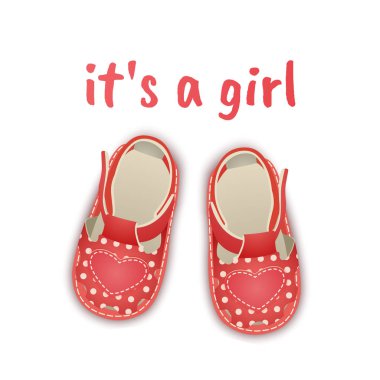 Bebek duş çerçevesi, bir kız, Bebek Kız duyuru kartı şablonu...