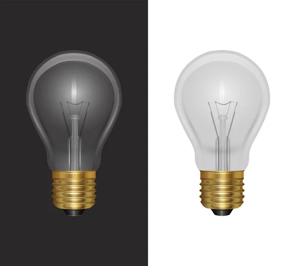 Ampoule réaliste sur substrat sombre ou clair, Illustration vectorielle — Image vectorielle