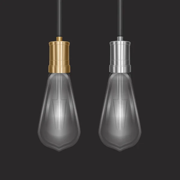Lâmpada realista no estilo retro, a lâmpada parece boa no substrato escuro, formato Vector EPS 10 — Vetor de Stock