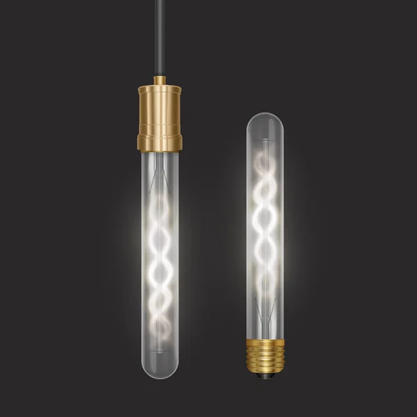 Ampoule réaliste dans un style rétro, lampe semble bien sur substrat sombre, format Vector EPS 10 — Image vectorielle