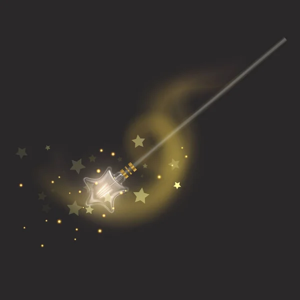 Varázspálca, a sötét háttér, gyönyörű fényhatások mágikus csillogás csillogó textúra — Stock Vector