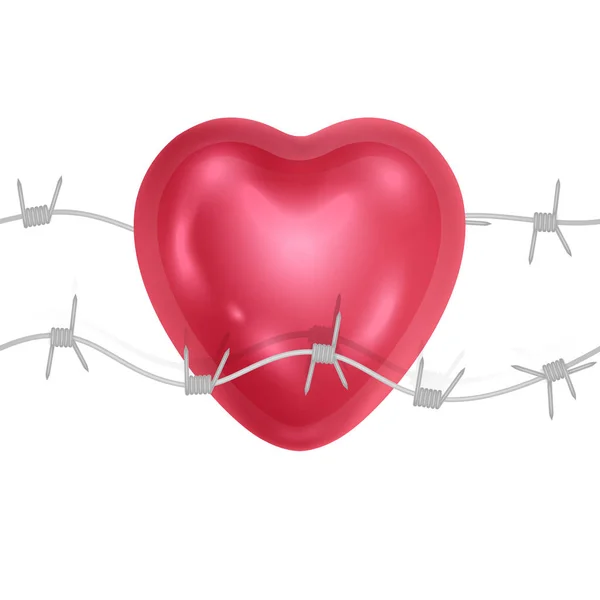 Corazón rojo y fondo claro. Símbolo de corazones rotos y hechizos de amor. Ilustración vectorial . — Vector de stock
