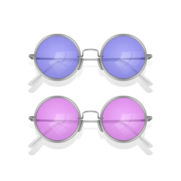 Ensemble de lunettes de soleil réalistes avec montures colorées, illustration vectorielle — Image vectorielle